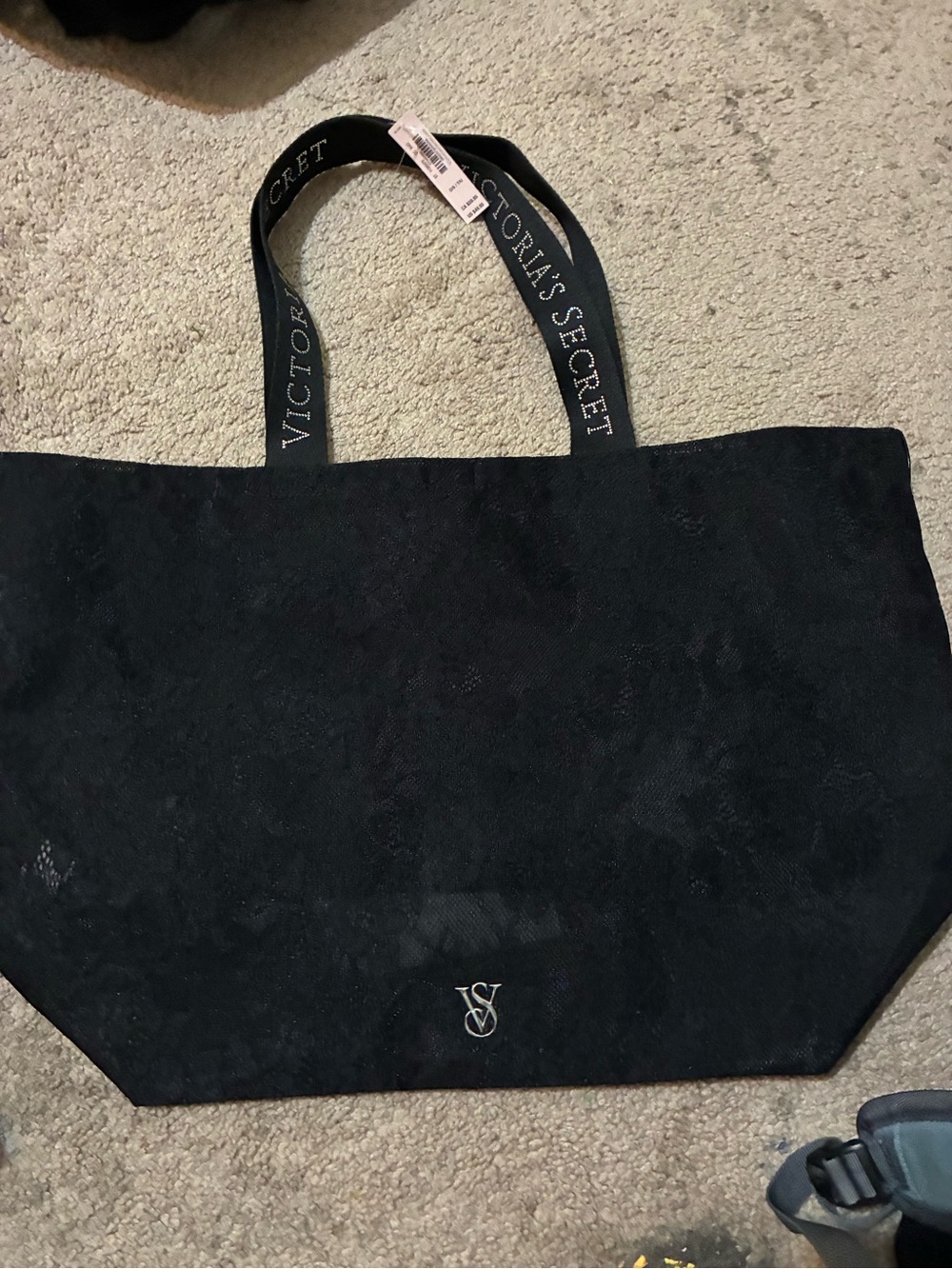 Victoria's Secret Black Logo Strap Tote